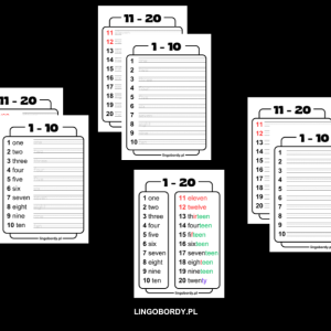 karty pracy z liczbami 1-10